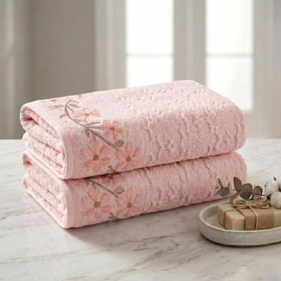 Toalha de Banho Eva 70x135CM 440g-m2 Macio com Estampa Floral Branco Döhler