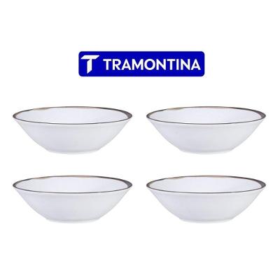 Tigela Canyon 4 Peças Porcelana Resistente a Micro-ondas Cozinha Branco Tramontina