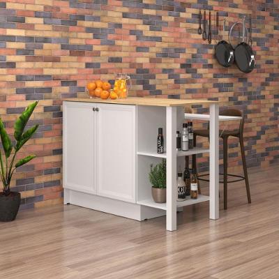 Bancada Gourmet Ilha Cozinha CD-1028 2 Portas 2 Prateleiras 124,3CM Branco Ditália