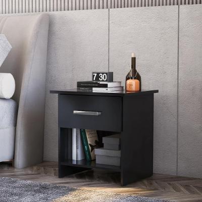 Mesa de Cabeceira DM-127 1 Gaveta MDP Contemporâneo Preto Ditália Móveis
