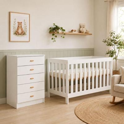 Berço Convencional com Colchão + Cômoda BBI-56 MDP Branco Ditália Móveis 120CM