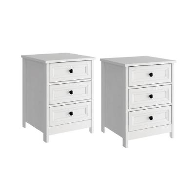 Mesa de Cabeceira DM-111 3 Gavetas MDF Clássico Branco Ditália Móveis 44.6CM
