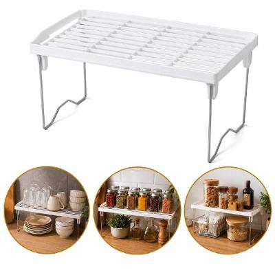 Organizador Dobrável Multiuso em Metal e Plástico com Prateleira Ajustável para Cozinha e Banheiro