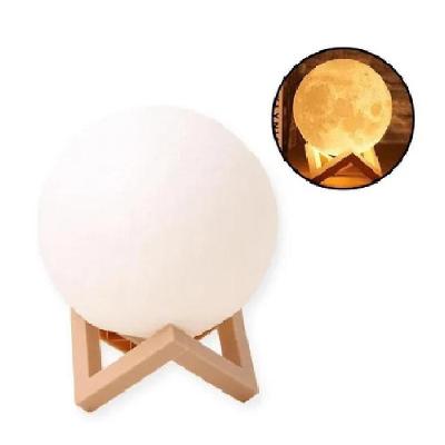 Luminária de Mesa Lua Cheia LED 3D com Efeito 3D e Luz Amarela sem Fio Yeet 7CM