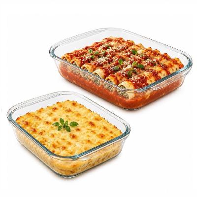Conjunto de Assadeiras Retangulares Yeet em Vidro Transparente para Forno Micro-ondas 1,8L