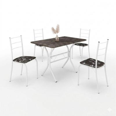 Conjunto de Jantar Maricá Plus 4 Lugares Tampo em MDP com Assento Estofado Preto e Branco 82CM
