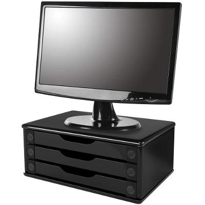 Suporte para Monitor 3347 com 3 Gavetas em MDF Preto Souza Office 38.5CM