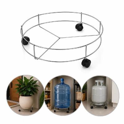 Suporte Multiuso Yeet-31CM para Botijão e Galão em Aço Cromado com Rodízios Portátil Base Reforçada