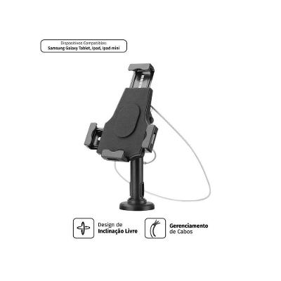 Suporte para Tablet PLMSA01A com Rotação 360 graus  e Inclinação ±70 graus  Preto Pcyes
