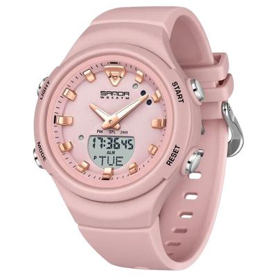 Relógio Eletrônico Esportivo Feminino Sanda 6371 Digital com Pulseira de Silicone Rosa Claro