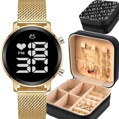 Kit Relógio Digital Feminino Maria Silicone Dourado com Acessórios Orizom