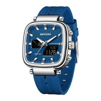 Relógio Masculino Sanda 6282 Eletrônico com Pulseira Silicone Resistente à Água Azul