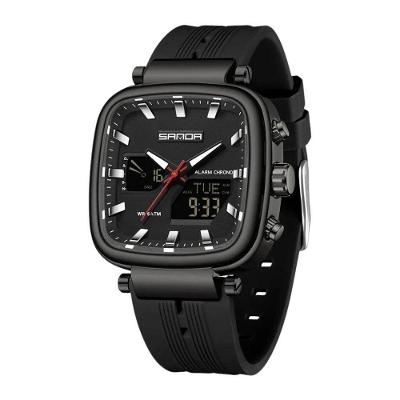 Relógio Masculino 6282 Eletrônico com Pulseira de Silicone Preto Sanda