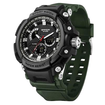 Relógio Eletrônico Masculino Sanda 3388 Digital Silicone Resistente à Água Verde