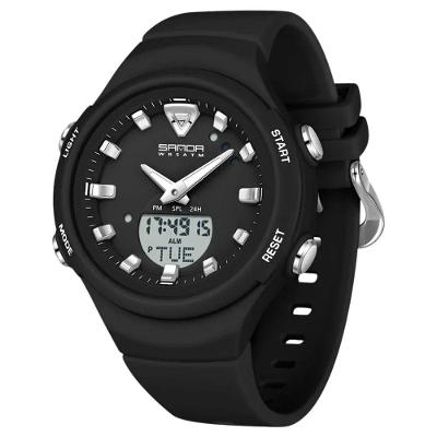 Relógio Feminino Sanda 6371 Digital em Silicone com Luz Noturna Cinza