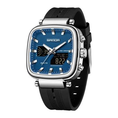 Relógio Masculino Sanda 6282 Eletrônico com Pulseira Silicone Cores Vivas Azul e Preto