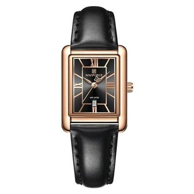 Relógio de Pulso Feminino 5074 Clássico com Pulseira de Couro Preto Naviforce