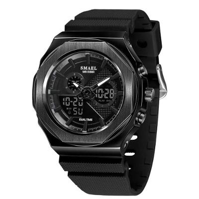 Relógio Feminino Display Duplo Analógico Digital com Pulseira Plástico Cronômetro Preto Smael