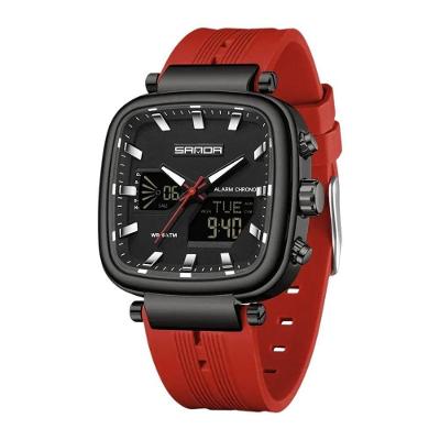 Relógio Eletrônico Masculino 6282 Digital em Silicone com LED Vermelho Sanda