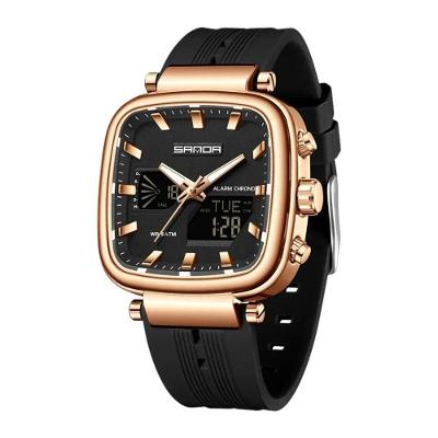 Relógio Masculino Sanda 6282 Eletrônico com Pulseira de Silicone Dourado