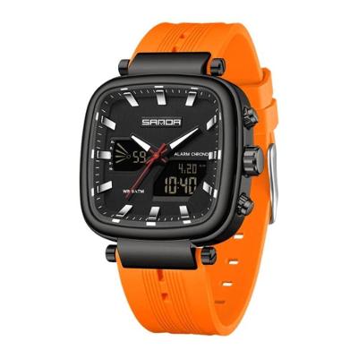 Relógio Masculino 6282 Eletrônico com Silicone e Resistência à Água Laranja Sanda