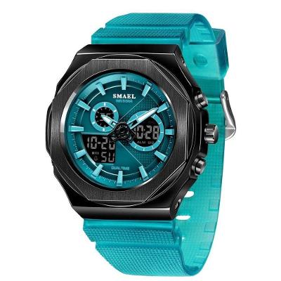 Relógio Feminino Display Duplo Analógico Digital Plástico Cronômetro Azul Smael