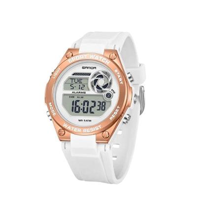 Relógio Feminino 9098 Digital com Pulseira Silicone Iluminação Noturna Branco Sanda
