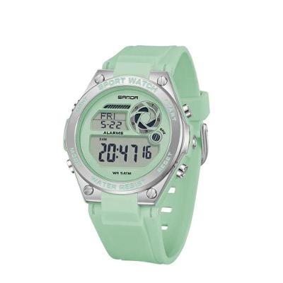 Relógio Feminino 9098 Digital com Pulseira Silicone LED Verde Sanda