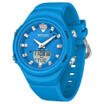 Relógio de Pulso Feminino Sanda 6371 Digital com Luz Noturna Silicone Azul