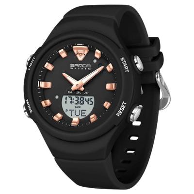 Relógio Eletrônico Feminino Sanda 6371 Digital com Pulseira Silicone e Luz Noturna Dourado