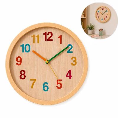 Relógio de Parede Decorativo Infantil Estampa Amadeirado 30,3CM Silencioso com Movimento Quartz Yeet