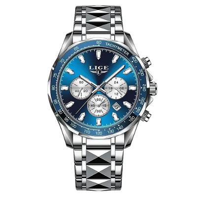 Relógio Masculino Lige 89229 Clássico Aço Inox à Prova D'água Prata 4CM