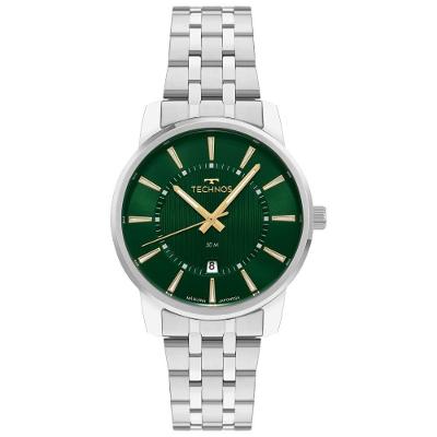 Relógio Masculino Executive Analógico em Aço com Mostrador Verde Technos 2115UDO-1V