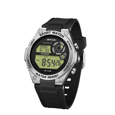 Relógio Feminino Sanda 9098 Digital com Pulseira Silicone e Luz Noturna Cinza
