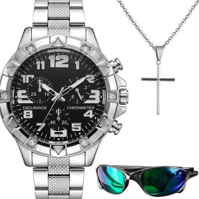 Kit Relógio Masculino Spaceman Analógico Aço Inox Prata com Corrente e Óculos Orizom