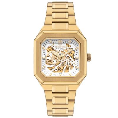 Relógio Masculino 8n24gas-1k Analógico Aço Inox Skeleton Dourado Technos