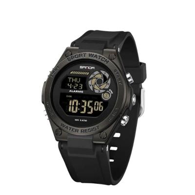 Relógio Feminino 9098 Digital com Pulseira Silicone LED Preto Sanda