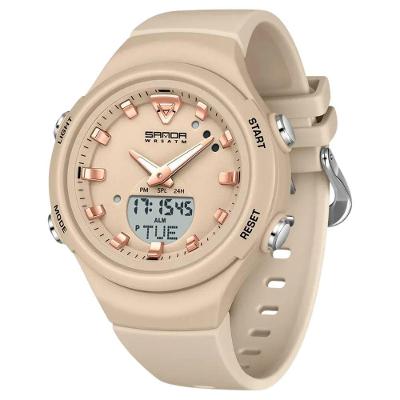 Relógio de Pulso Feminino Sanda 6371 Digital com Silicone e Luz Noturna Rosa