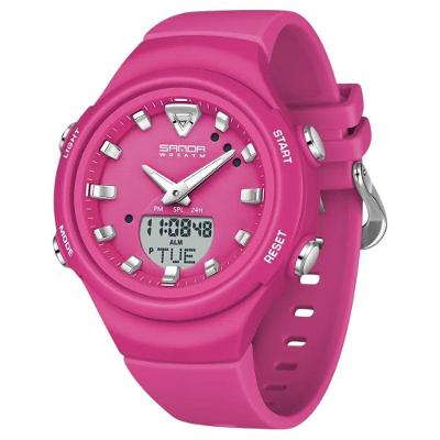 Relógio de Pulso Feminino Sanda 6371 Digital Esportivo em Silicone Roxo