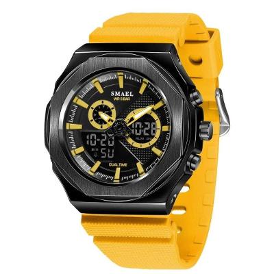 Relógio Feminino Display Duplo Analógico Digital Plástico Cronômetro Luz Fundo Laranja Smael
