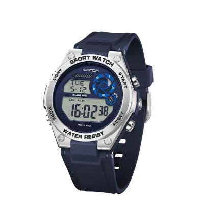 Relógio Feminino 9098 Digital Silicone LED Azul e Cinza Sanda