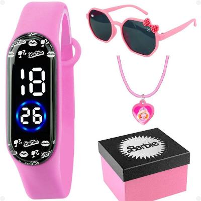 Relógio Infantil Feminino Orizom Kids Barbie Digital Silicone Rosa 3CM