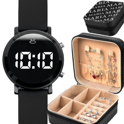 Kit Relógio Digital Feminino Maria com Pulseira Silicone Diferencial Prata Orizom