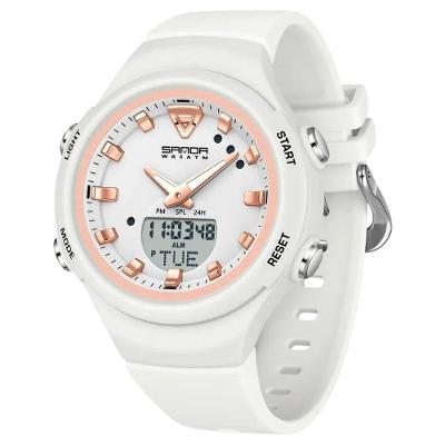 Relógio Eletrônico Esportivo Feminino Sanda 6371 Digital com Pulseira de Silicone Branco