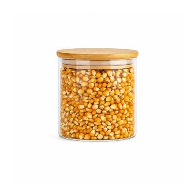 Pote de Vidro Redondo MR1242 Hermético com Tampa de Bambu Organizador para Cozinha Hanae Mori 750ML