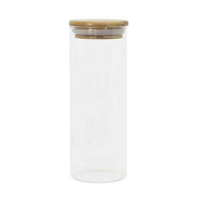 Pote de Armazenamento Kit 4 Pote de Vidro com Tampa de Bambu Hermético 450ML Transparente Oikos