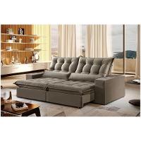 Sofá 3 Lugares Retrátil Venus 2.30m Veludo Cinza Móveis Mix Cinza - 1