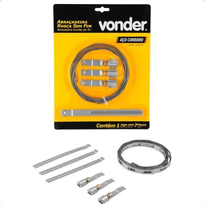 Abraçadeira Rosca sem Fim 2912014000 Ajustável 60mm a 980mm Prata Vonder 3 METROS