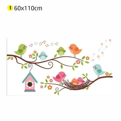 Adesivo de Parede Pássaros Coloridos Criação de Fluxo e Movimento Teu Adesivo 60CM 110CM