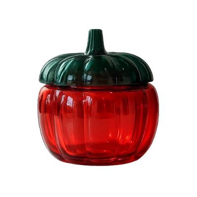 Pote de Vidro em Formato de Abóbora Color 1L Decorativo para Cozinha e Decoração Transparente Yangzi